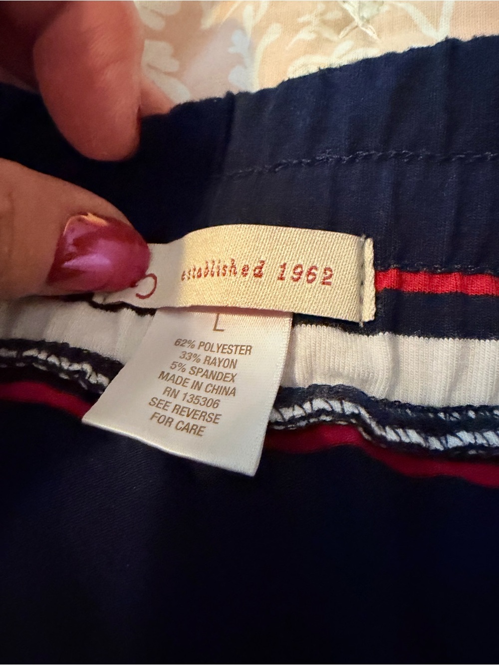 Striped Navy Drawstring Skirt - Casual Everyday Style - Picture 3 of 4